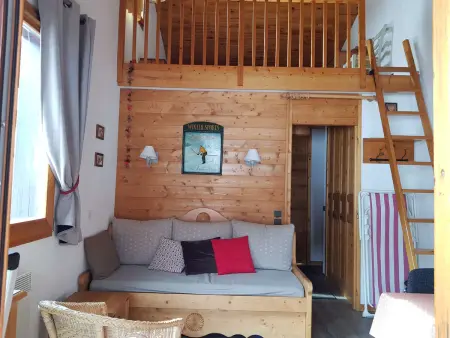 Location appartement à Les Avanchers Valmorel, Charmant 2 pièces+mezzanine à Valmorel, bord de piste, plein sud, 3 étoiles, 5 pers, balcon