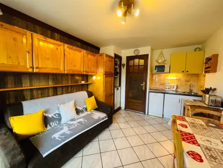 Studio cabine 4 pers aux Saisies, balcon sud