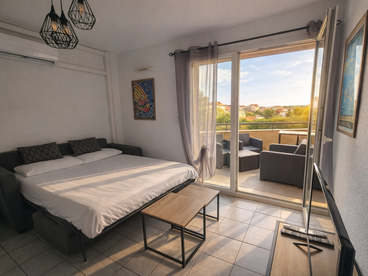 T2 climatisé Collioure, balcon vue toits, parking - Photo 5