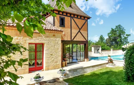 La Perle Bleue - Maison pierre Castelnaud, piscine privée : photo 4