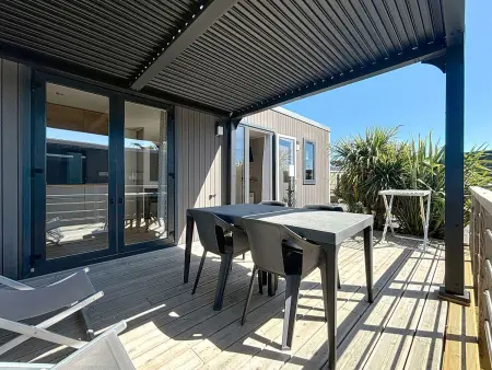 Location mobil home à Jullouville, Mobil-home 4* Grand Confort, 200m plage, piscine, fitness, parking, ménage inclus, Wi-Fi gratuit