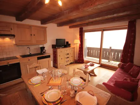 Location appartement à Hauteluce, Appartement confortable aux Saisies - 4/6 pers, 38m², sud, balcon